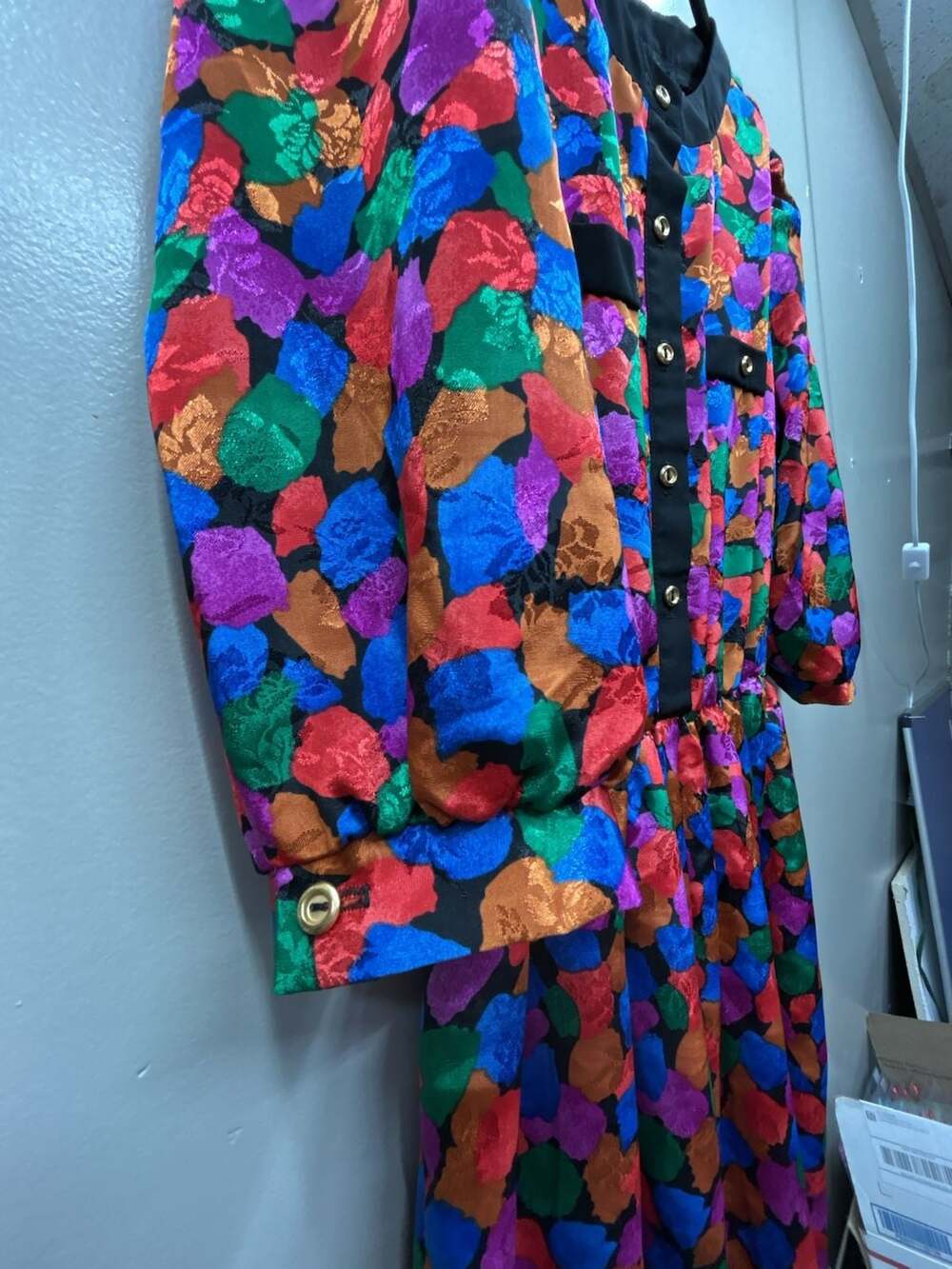 Vintage Breli Originals, Multi-Color Floral Button-Front Dress, 12, USA Made - Picture 9 of 12